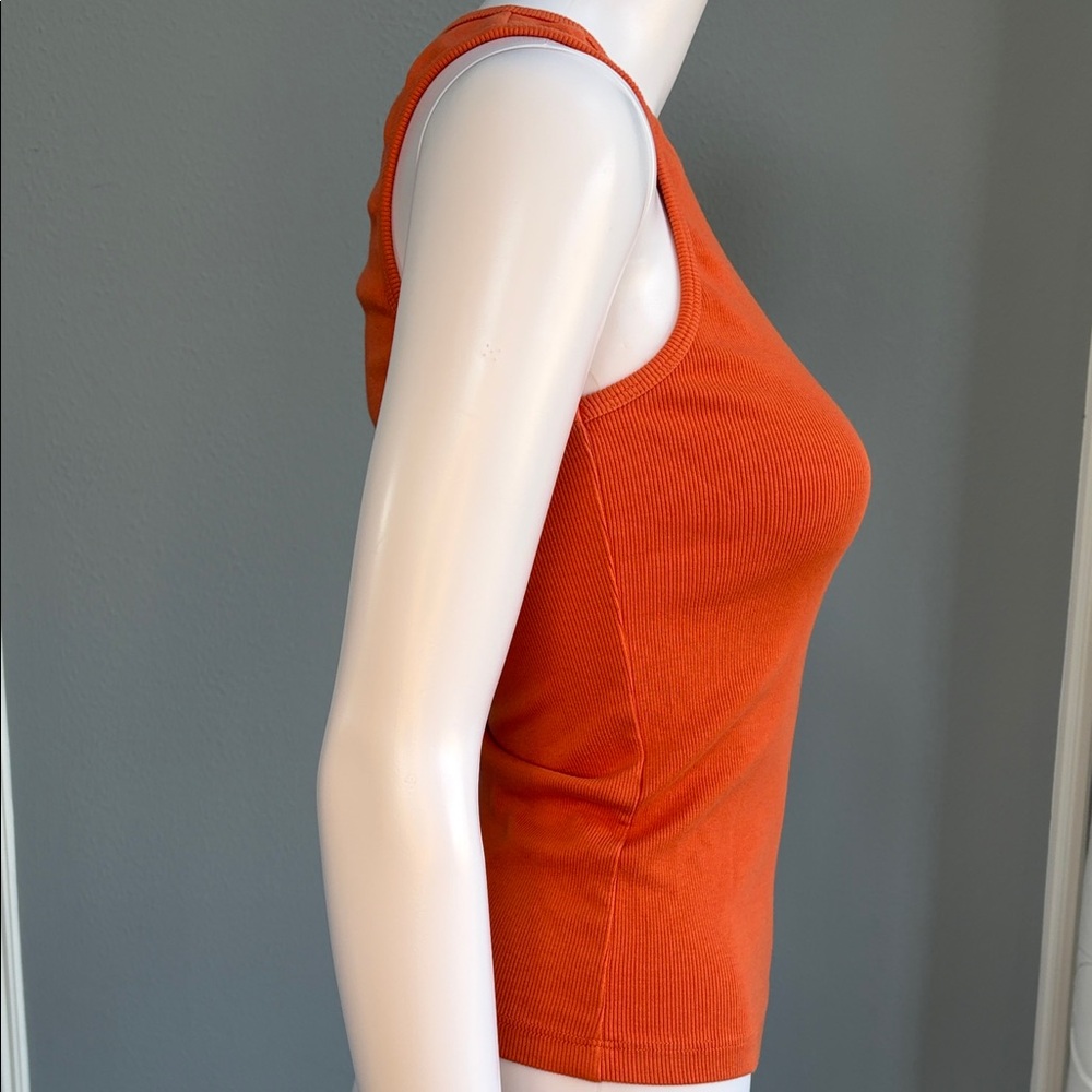 NWOT Monrow Ribbed Racerback Tank Top – Dark Orange – Size Medium - Picture 4 of 8